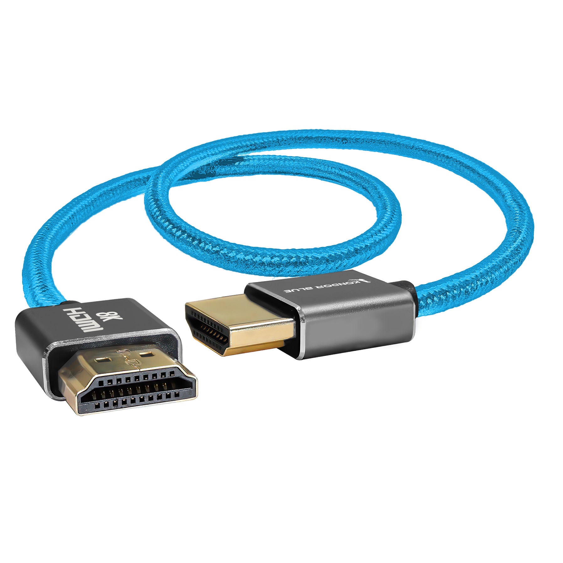 Braided 8K HDMI 2.1 Cable 48Gbps for On-Camera Monitors – Kondor Blue