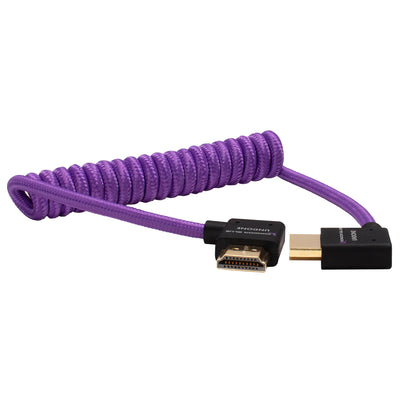 GERALD UNDONE Right Angle Full HDMI Cable 12"-24" Coiled (Purple)