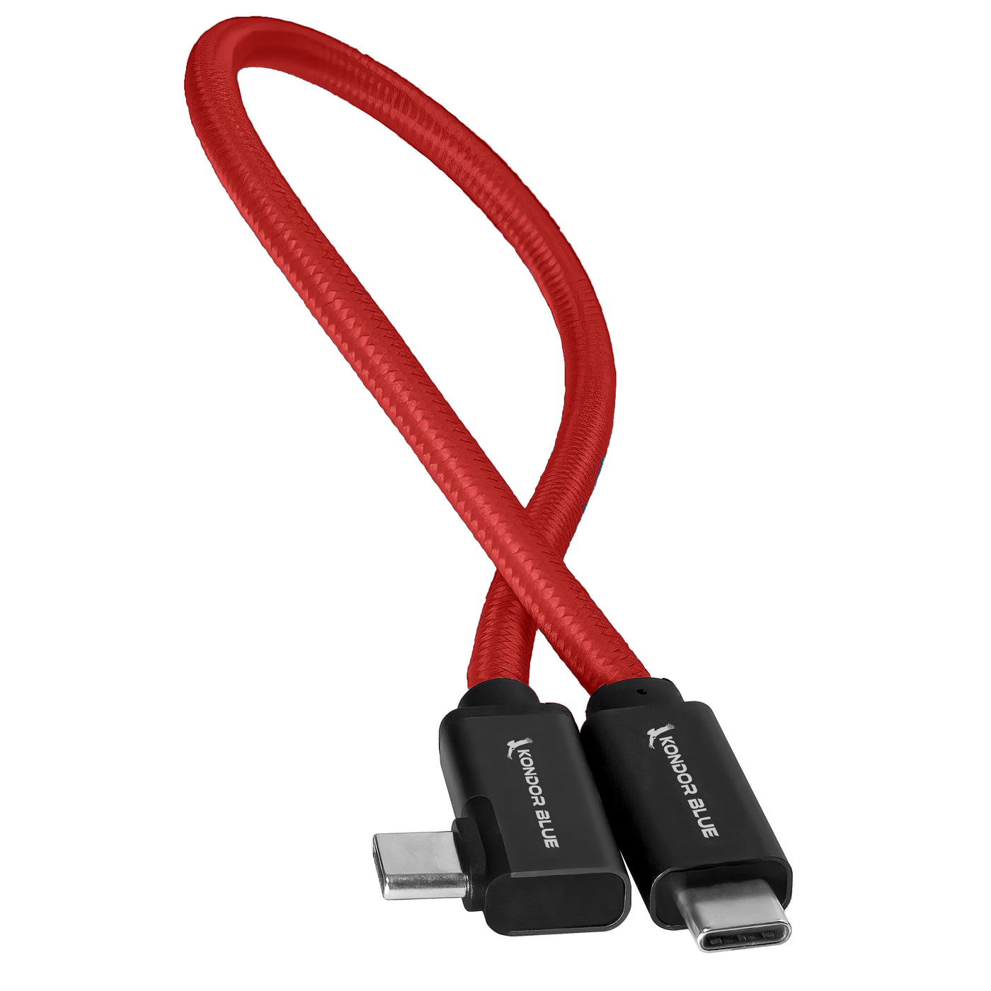 Right Angle 12" USB-C Braided Cable for 8K Data and Power Delivery
