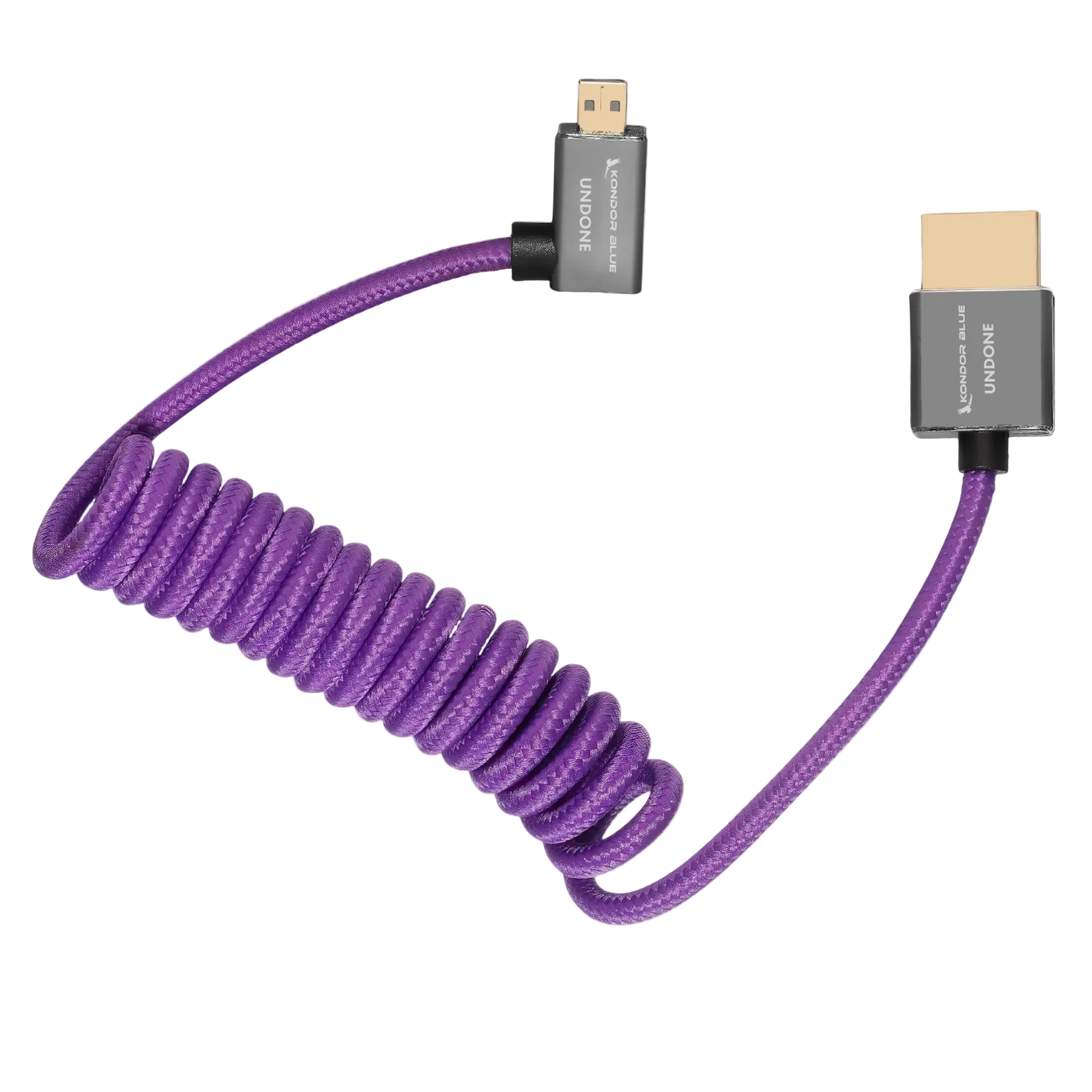 Gerald Undone MK2 Full-HDMI to Right-Angle Micro-HDMI Cable, 12"-24" Coiled (Purple)