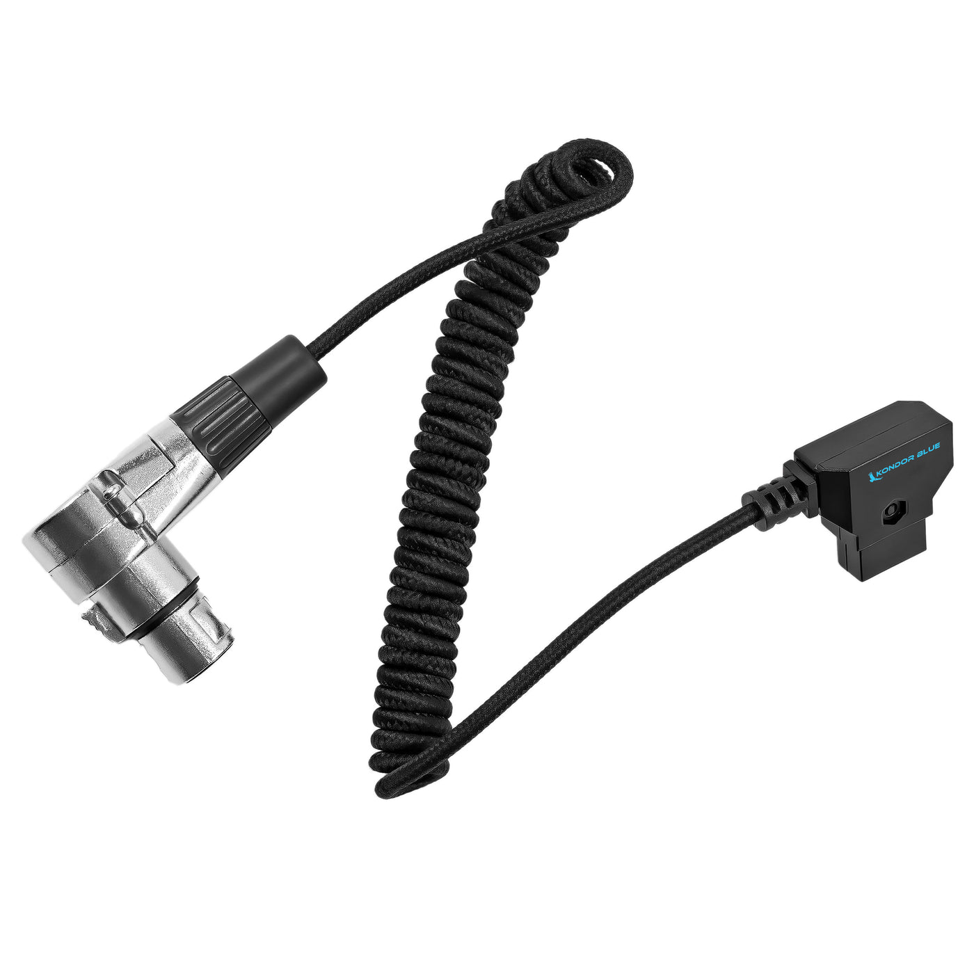 D-Tap to 4 Pin XLR Female Right Angle Coiled Power Cable Sony Venice/Burano