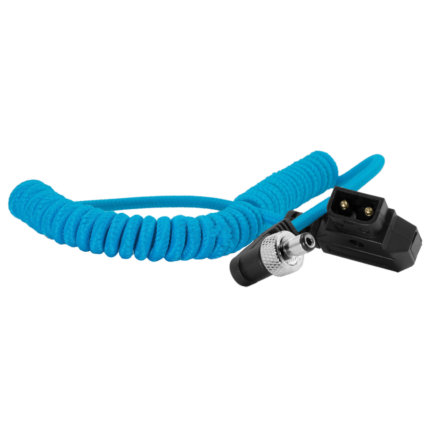 Coiled D-Tap to Locking DC 2.1mm Right Angle Cable