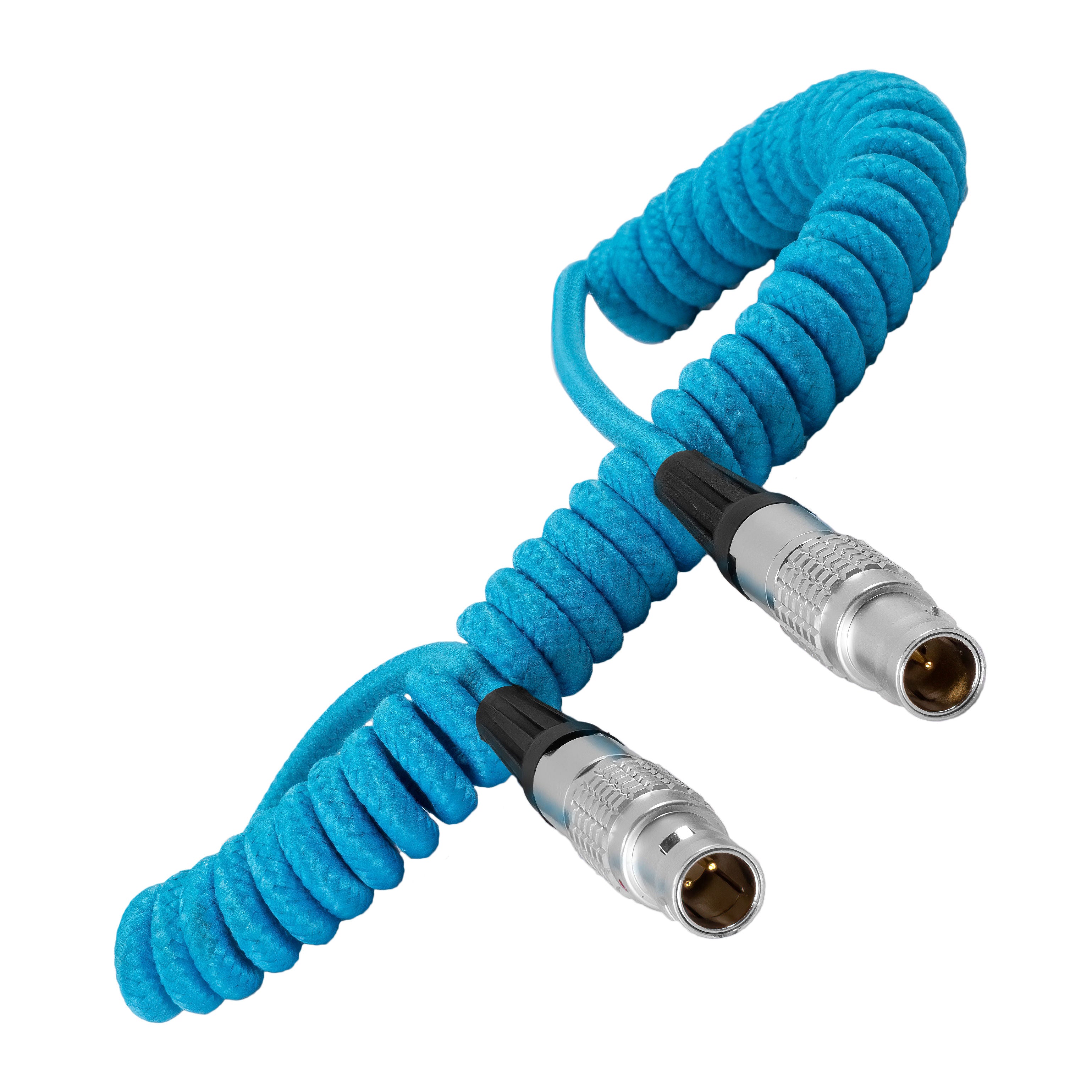 LEMO to LEMO 2 Pin 0B Male Coiled Power Cable for ARRI - PYXIS - Teradek