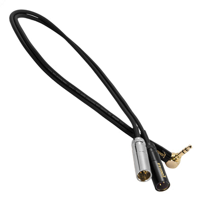 Dual Mini XLR Male to 3.5mm Stereo TRS Right Angle for BMPCC 6K Pro/C70/RODE Wireless Go II