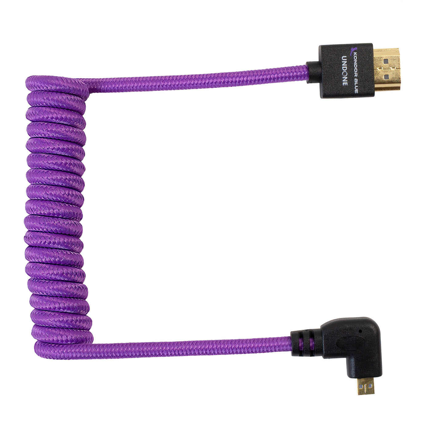 Gerald Undone MK2 Full HDMI to Right Angle Micro HDMI Cable 12"-24" Coiled (Purple)