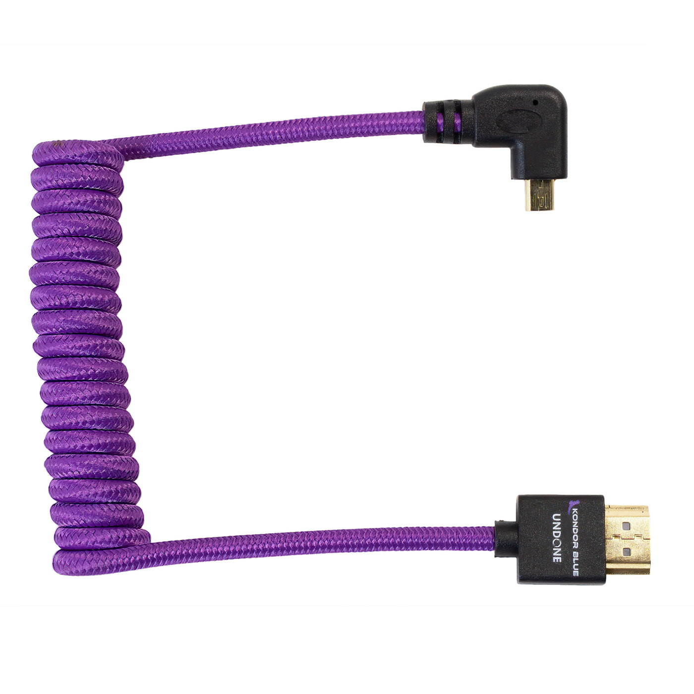 Gerald Undone MK2 Full HDMI to Right Angle Micro HDMI Cable 12"-24" Coiled (Purple)