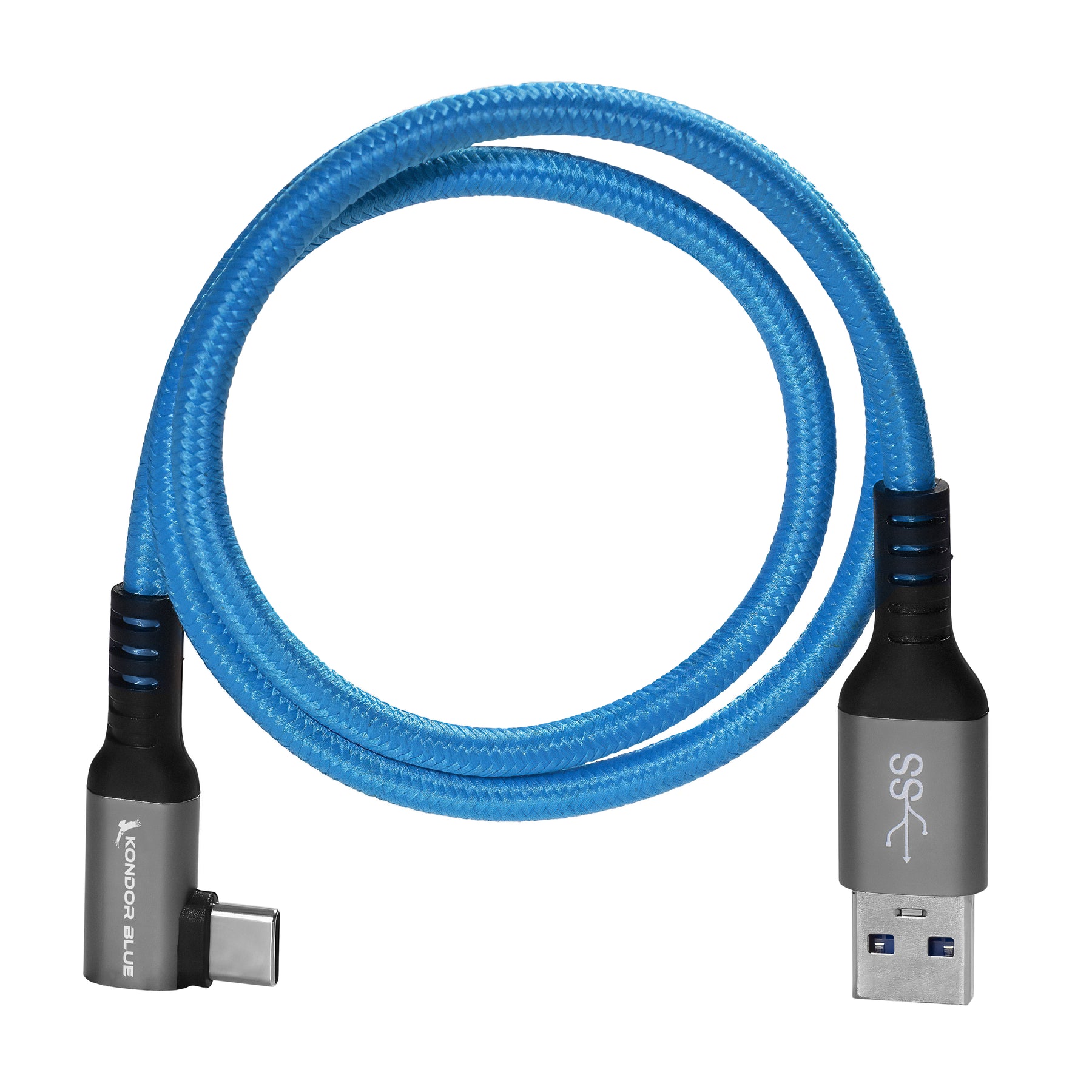 Kondor Blue Right-Angle USB-C 3.1 Gen 2 Cable KB_USBC_RA12_BK