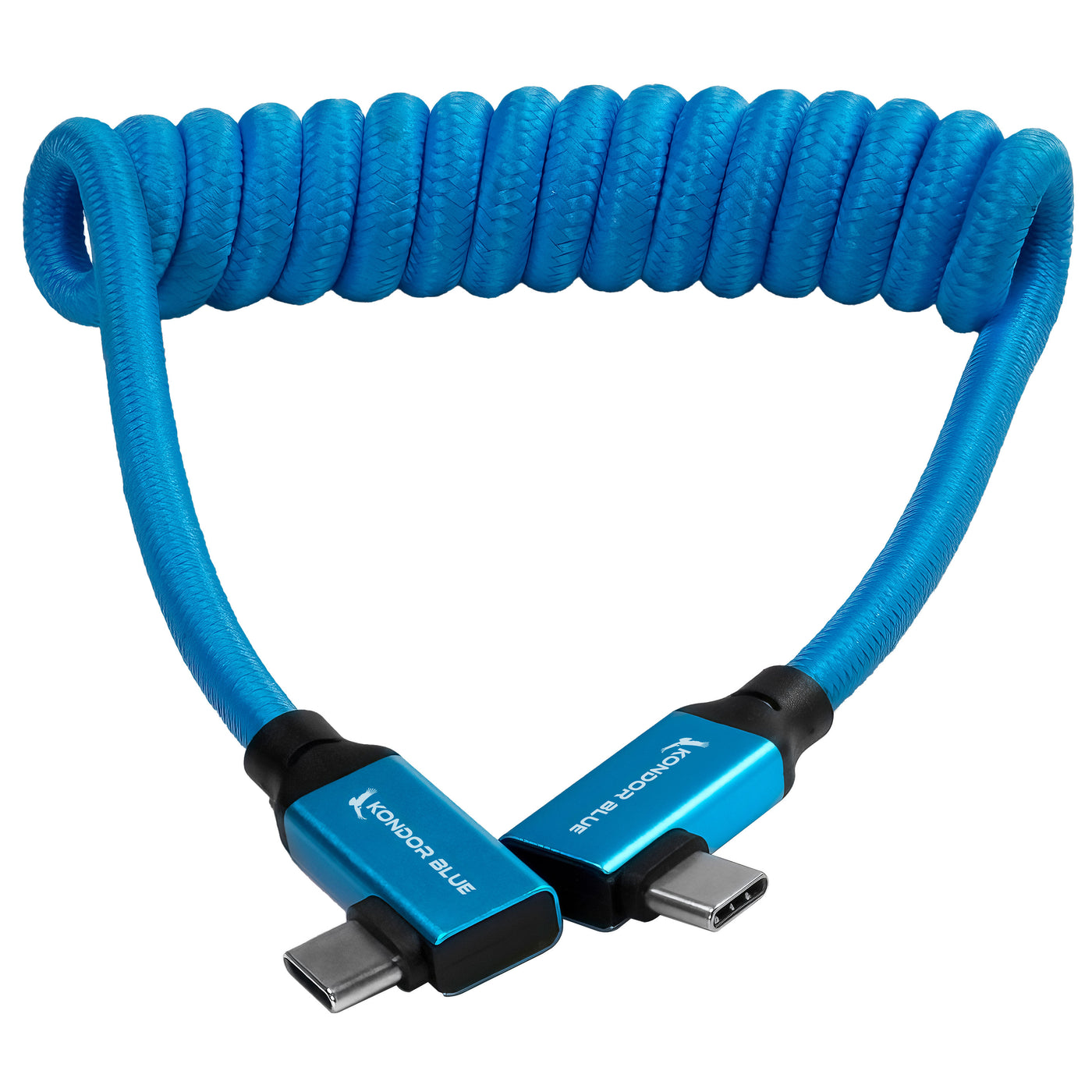 12-24 Coiled USB-C 3.1 Right Angle Braided Cable for 8K Data and Power  Delivery