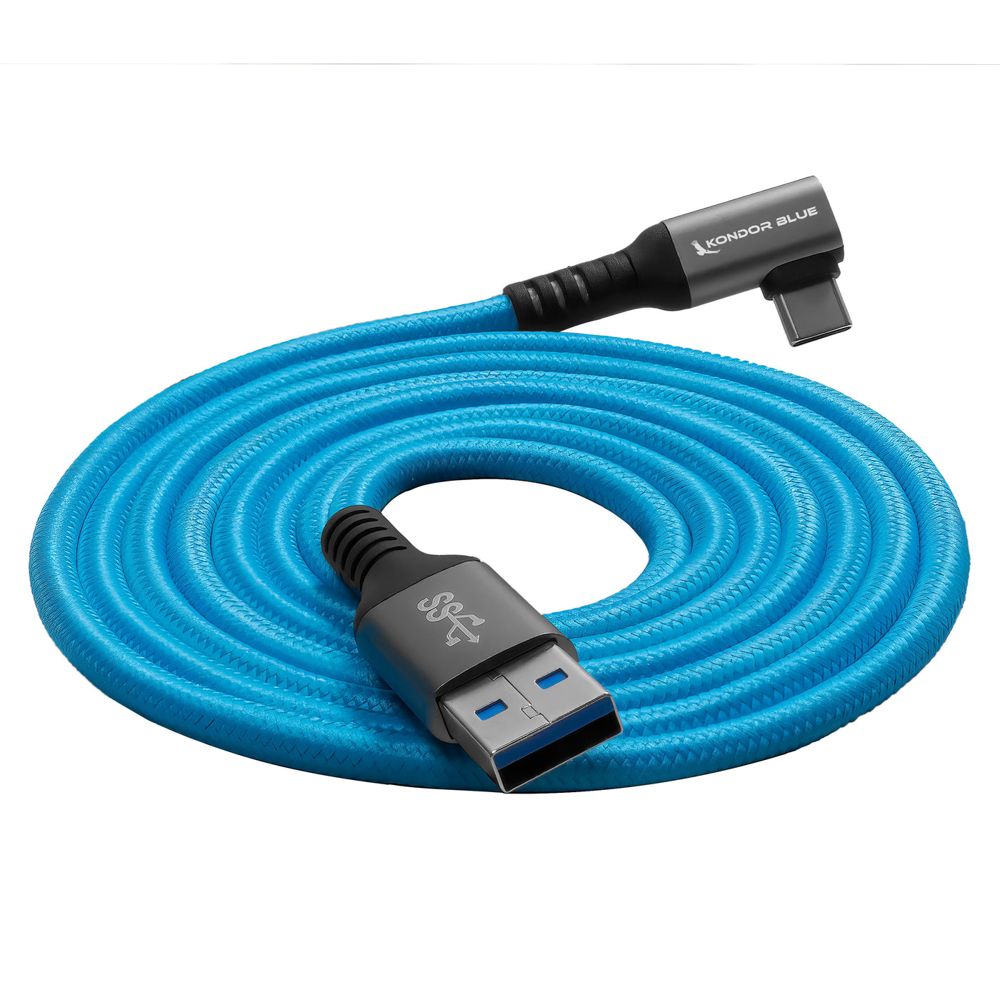 Kondor Blue Right-Angle USB-C 3.1 Gen 2 Cable KB_USBC_RA12_BK