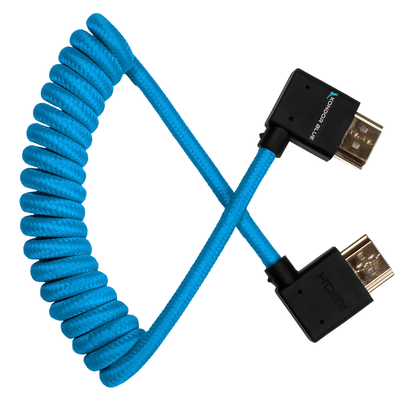 Right Angle Full HDMI Cable for On-Camera Monitors 12"-24" Braided Coiled