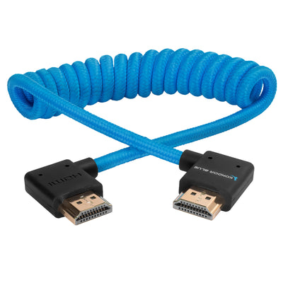 Right Angle Full HDMI Cable for On-Camera Monitors 12"-24" Braided Coiled