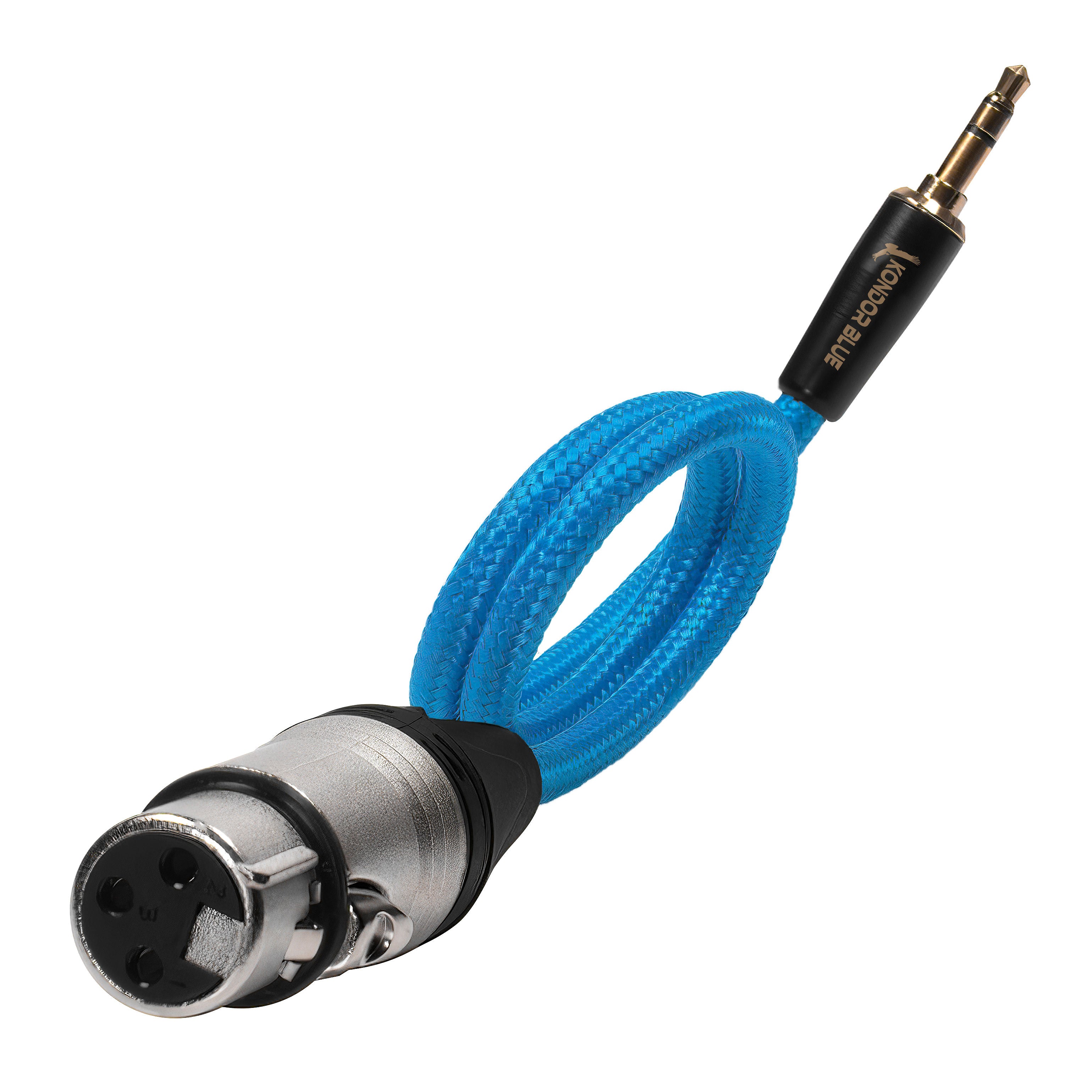 16" Female XLR to 3.5mm Male Mini TRS Blue Braided