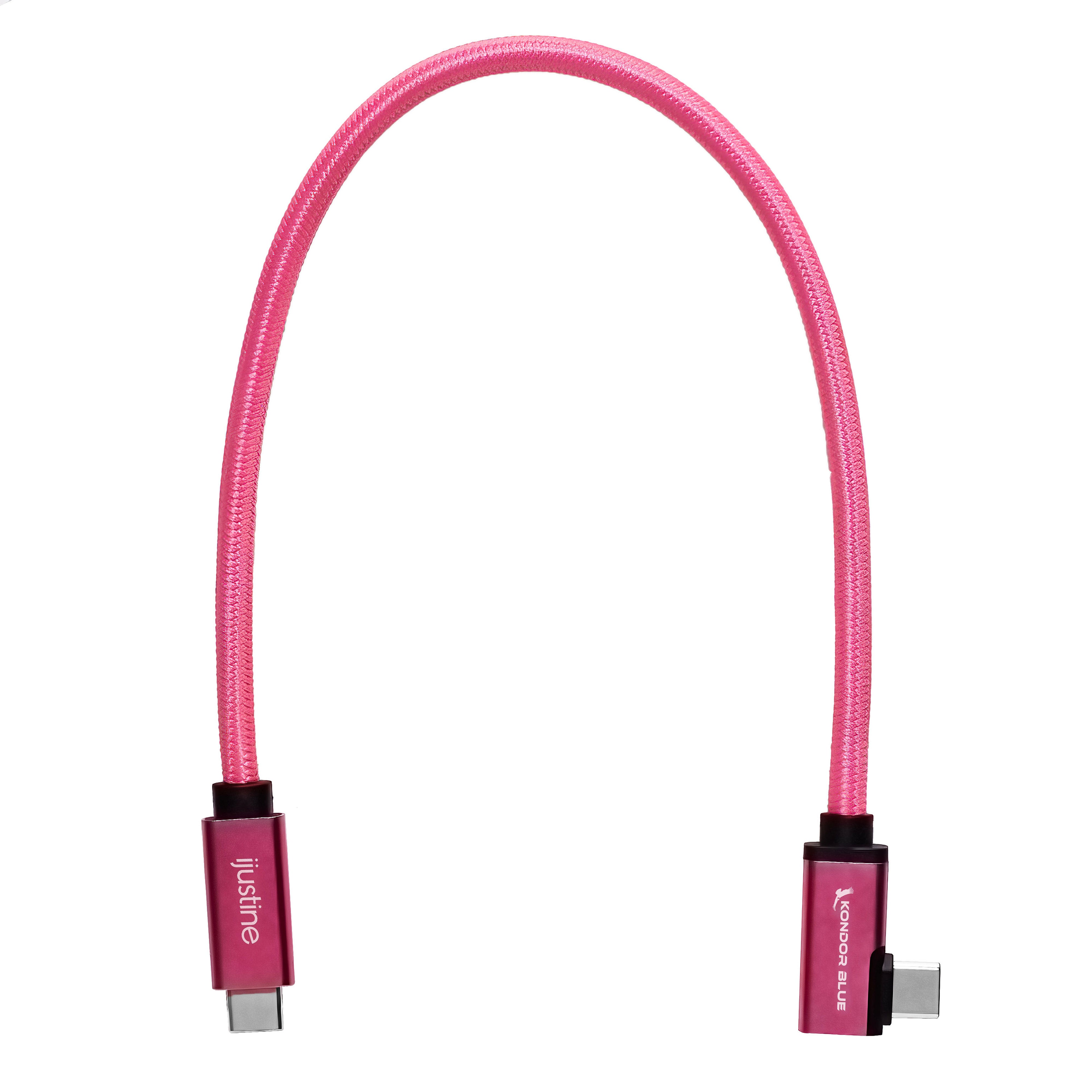 iJustine Pink USB-C 3.1 Gen 2 Cable 100W 10Gbps | Kondor Blue
