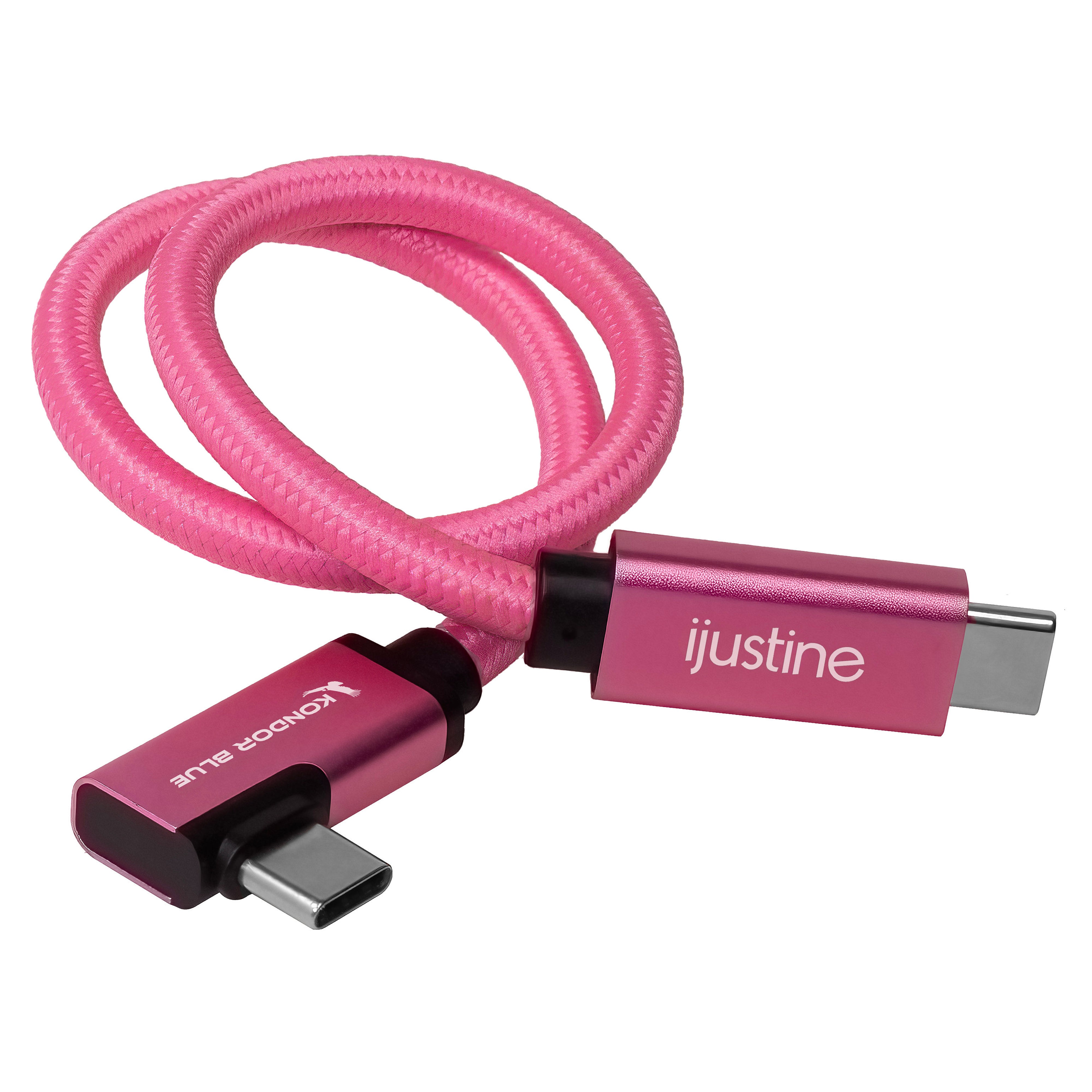 iJustine Pink USB-C 3.1 Gen 2 Cable 100W 10Gbps | Kondor Blue