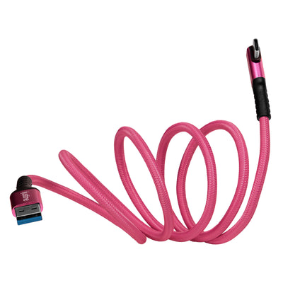 iJustine Pink USB A to USB C 3.0 Right Angle High Speed Data and Charging Cable 3A 60W 5Gb/s