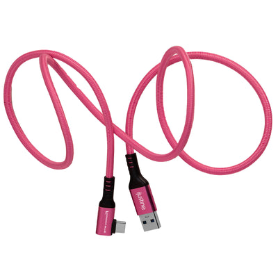 iJustine Pink USB A to USB C 3.0 Right Angle High Speed Data and Charging Cable 3A 60W 5Gb/s