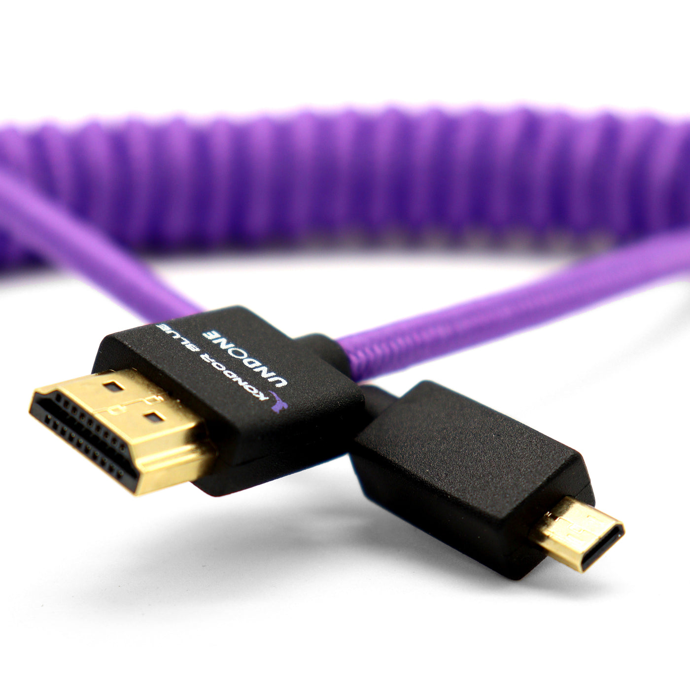 Gerald Undone MK2 Micro HDMI to Full HDMI Cable 12"-24" Coiled (Purple)