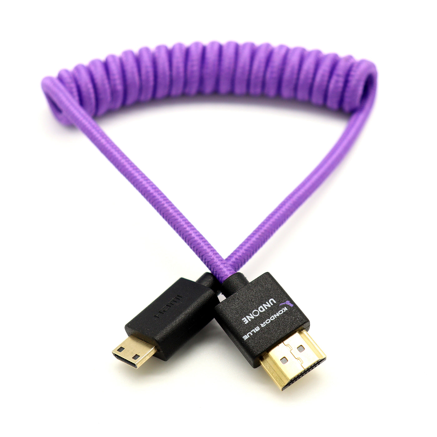 Gerald Undone MK2 Mini HDMI to Full HDMI Cable 12"-24" Coiled (Purple)
